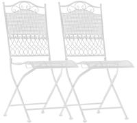 CLP Set de 2 sillas de Jardin Plegables Kiran, sillas romanticas de Hierro Estilo modernista, Ideales para terraza, Balcon y Jardin, Color:Blanco