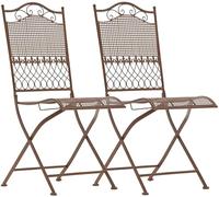 CLP Set de 2 sillas de Jardin Plegables Kiran, sillas romanticas de Hierro Estilo modernista, Ideales para terraza, Balcon y Jardin, Color:Antiguo marrón