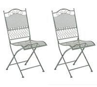 CLP Set de 2 sillas de Jardin Plegables Kiran, sillas romanticas de Hierro Estilo modernista, Ideales para terraza, Balcon y Jardin, Color:Antiguo-Verde