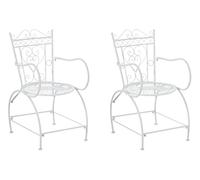 CLP Set De 2 Sillas De Jardín Sheela con Reposabrazos & Reposapiés I Sillas De Hierro para Exterior o Interior Color:Blanco