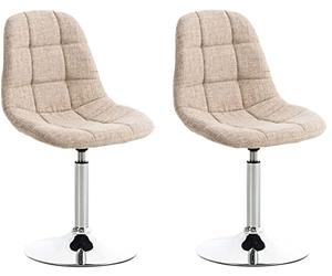 CLP Set De 2 Sillas Lounge Emil Tapizadas En Tela I Taburetes Bajos De Cocina con Asiento Giratorio & Base Metálica Color:Crema