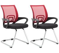 CLP Set De 2 Sillas Oscilantes Eureka con Reposabrazos & Base Metálica I Sillas Cantilever Modernas con Respaldo En Malla, Color:Rojo