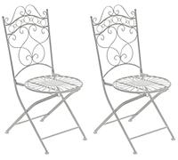 Juego de 2 sillas para jardín indra plegables metal blanco antiguo 50x40x92 cm