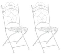 CLP Set De 2 Sillas para Balcón Indra Pegables I Sillas Metálicas De Terraza Decorativas En Estilo Rústico, Color:Blanco