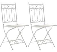 CLP Set De 2 Sillas De Balcón Asina con Función Plegable I Sillas De Jardín En Hierro Forjado Impermeables Rústicas, Color:Blanco Envejecido