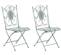 CLP Set De 2 Sillas para Jardín Sibell Plegables I Sillas Metálicas De Terraza Decorativas En Estilo Rústico, Color:Antiguo-Verde