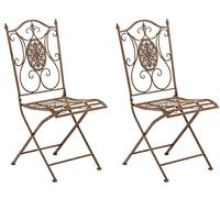 CLP Set De 2 Sillas para Jardín Sibell Plegables I Sillas Metálicas De Terraza Decorativas En Estilo Rústico, Color:Antiguo marrón