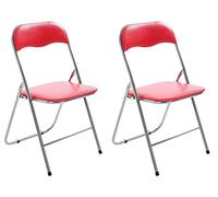 CLP Set De 2 Sillas Plegables Felix con Estructura De Metal I Juego De 2 Sillas De Conferencia Acolchada & Plegable, Color:Rojo/Plata