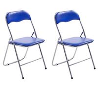 CLP Set De 2 Sillas Plegables Felix con Estructura De Metal I Juego De 2 Sillas De Conferencia Acolchada & Plegable, Color:Azul/Plata