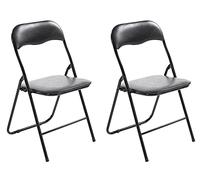 CLP Set De 2 Sillas Plegables Felix con Estructura De Metal I Juego De 2 Sillas De Conferencia Acolchada & Plegable, Color:Negro/Negro