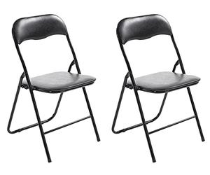 CLP Set De 2 Sillas Plegables Felix con Estructura De Metal I Juego De 2 Sillas De Conferencia Acolchada & Plegable, Color:Negro/Negro