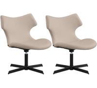 CLP Set de 2 sillones Lounge Welland, Acolchados con reposabrazos, giratorios 360°, sillas Relax Efecto Piel, soporta hasta 135 kg | Color Crema