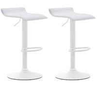CLP Set De 2 Taburetes Alto Dyn V2 En Simil Cuero & con Base De Metal I 2 Sillas De Bar Regulables En Altura & Giratorias I, Color:Blanco, Color del Marco:Blanco