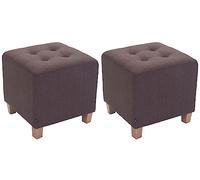 CLP Set De 2 Taburetes Bajos Pharao Tapizados En Tela I Puff Otomanos Decorativos con Base De 4 Patas De Madera, Color:marrón