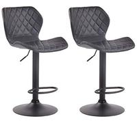 CLP Set De 2 Taburetes Cork Tapizados En Simil Cuero I 2 Sillas Altas Regulables En Altura & Giratorias I 2 Taburetes De Bar Modernos, Color:Negro, Color del Marco:Negro