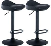 CLP Set De 2 Taburetes De Bar Alisson En Polipiel con Reposapiés I Juego De Sillas De Cocina Modernas Ajustables En Altura, Color:Negro