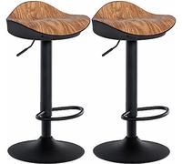CLP Set De 2 Taburetes De Bar Alisson En Polipiel con Reposapiés I Juego De Sillas De Cocina Modernas Ajustables En Altura, Color:Natura