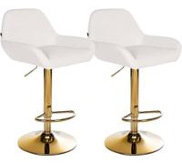 CLP Set de 2 taburetes de Bar Braga con Base Dorada I Juego de 2 sillas en Polipiel con Base Metalica & reposapiés, Color:Blanco