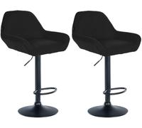 CLP Set de 2 taburetes de Bar Braga Regulables en Altura con Respaldo reposabrazos reposapiés y Estructura metálica | Color Negro Color del Marco Negro