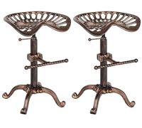 Set De 2 Taburetes De Bar Butch con Estructura De Metal I 2 Taburetes Retro Regulables En Altura I 2 Taburetes En Estilo Industrial I Color:, Color:Bronce