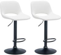CLP Set De 2 Taburetes De Bar Camden En Polipiel I Sillas De Cocina Modernas De Altura Ajustable con Base Metálica, Color:Blanco, Material del Soporte:Negro Mate Metal