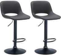 CLP Set De 2 Taburetes De Bar Camden En Polipiel I Sillas De Cocina Modernas De Altura Ajustable con Base Metálica, Color:Negro, Material del Soporte:Negro Mate Metal