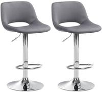 CLP Set De 2 Taburetes De Bar Camden En Terciopelo I Sillas De Salón Modernas De Altura Ajustable con Reposapiés, Color:Gris Oscuro, Material del Soporte:Hierro Cromado