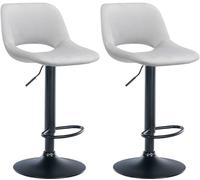 CLP Set De 2 Taburetes De Bar Camden En Terciopelo I Sillas De Salón Modernas De Altura Ajustable con Reposapiés Color:Gris Claro;Material del Soporte:Negro Mate Metal