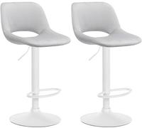 CLP Set De 2 Taburetes De Bar Camden En Terciopelo I Sillas De Salón Modernas De Altura Ajustable con Reposapiés, Color:Gris Claro, Material del Soporte:Metal Blanco Mate