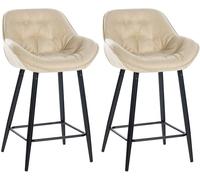 CLP Set de 2 Taburetes de bar con reposapiés en Tela Crema