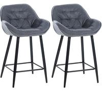 CLP Set de 2 Taburetes de bar con reposapiés en Tela Gris