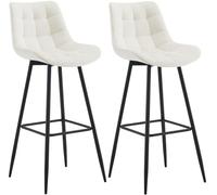 CLP Set de 2 taburetes de Bar Darford en Tela o Terciopelo I Sillas Altas de Cocina Modernas con Base de Madera de 4 Patas, Color:Crema, Material:Terciopelo
