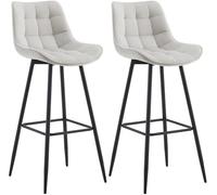 CLP Set de 2 taburetes de Bar Darford en Tela o Terciopelo I Sillas Altas de Cocina Modernas con Base de Madera de 4 Patas, Color:Gris, Material:Terciopelo