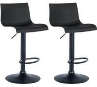 CLP Set De 2 Taburetes De Bar En Plástico o Tela I Juego De 2 Sillas Altas De Cocina Regulables En Altura Color Negro Material Plastico