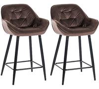 CLP Set De 2 Taburetes De Bar Gibson 76 En Terciopelo I Sillas Altas De Cocina con Reposapiés & Base Metálica, Color:marrón