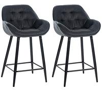 CLP Set De 2 Taburetes De Bar Gibson En Terciopelo o Tela I Juego De Dos Sillas Altas De Cocina con Base De Metal, Color:Gris Oscuro, Material:Tela