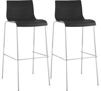 CLP Set de 2 taburetes de Bar Hover, ergonomicos con Respaldo y reposapies, Asiento de plastico, Estructura Metalica Robusta, apilables Color:Negro;Color del Marco:Cromado