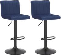 CLP Set de 2 taburetes de Bar Jamie giratorios en Terciopelo I Pack de 2 sillas de Altura Ajustable con reposapiés, Color:Azul