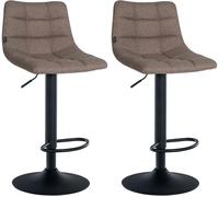 CLP Set De 2 Taburetes De Bar Jerry En Tela I Juego De 2 Sillas De Cocina Modernas con Respaldo & Reposapiés, Color:Gris Pardo, Color del Marco:Negro