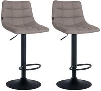 CLP Set De 2 Taburetes De Bar Jerry En Tela I Juego De 2 Sillas De Cocina Modernas con Respaldo & Reposapiés, Color:Gris, Color del Marco:Negro