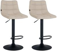 CLP Set De 2 Taburetes De Bar Jerry En Tela I Juego De 2 Sillas De Cocina Modernas con Respaldo & Reposapiés, Color:Crema, Color del Marco:Negro