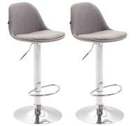 CLP Set De 2 Taburetes De Bar Kiel Tapizados En Tela I 2 Sillas Altas Regulables En Altura, Color:Gris