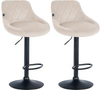 CLP Set De 2 Taburetes De Bar Lazio En Terciopelo I Butacas Giratorias De Cocina con Base Metálica & Reposapiés, Color:Crema, Color del Marco:Negro