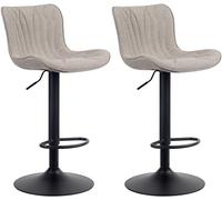 CLP Set De 2 Taburetes De Bar Linus En Tela, Terciopelo o Polipiel I Silla De Altura Ajustable para Barra De Cocina, Color:Gris Pardo, Material:Tela
