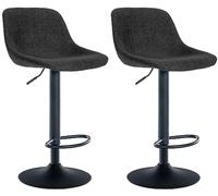 CLP Set De 2 Taburetes De Bar Loft En Terciopelo, Tela o Polipiel I Juego De 2 Sillas De Cocina con Base Metálica, Color:Negro, Material:Tela