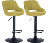 CLP Set De 2 Taburetes De Bar Milet En Tela I Juego De 2 Sillas Modernas De Altura Ajustables con Base Metálica, Color:Verde Claro, Material del Soporte:Negro Mate Metal