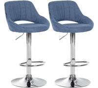CLP Set De 2 Taburetes De Bar Milet En Tela I Juego De 2 Sillas Modernas De Altura Ajustables con Base Metálica, Color:Azul, Material del Soporte:Hierro Cromado