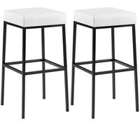 CLP Set De 2 Taburetes De Bar Montreal En Simil Cuero I 2 Sillas Altas con Reposapiés & Altura De Asiento De 80 cm I Color:, Color:Blanco, Color del Marco:Negro