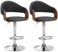 CLP Set De 2 Taburetes De Bar Nilse En Piel Sintética I Sillas De Cocina Modernas con Estructura De Madera & Metal Color Nuez/Negro Material del Soporte Hierro Cromado