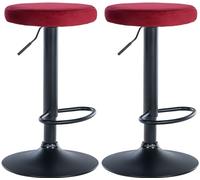CLP Set De 2 Taburetes De Bar Ponte En Terciopelo I Sillas Modernas De Altura Ajustable con Asiento Redondo Color Rojo Material del Soporte Negro Mate Metal